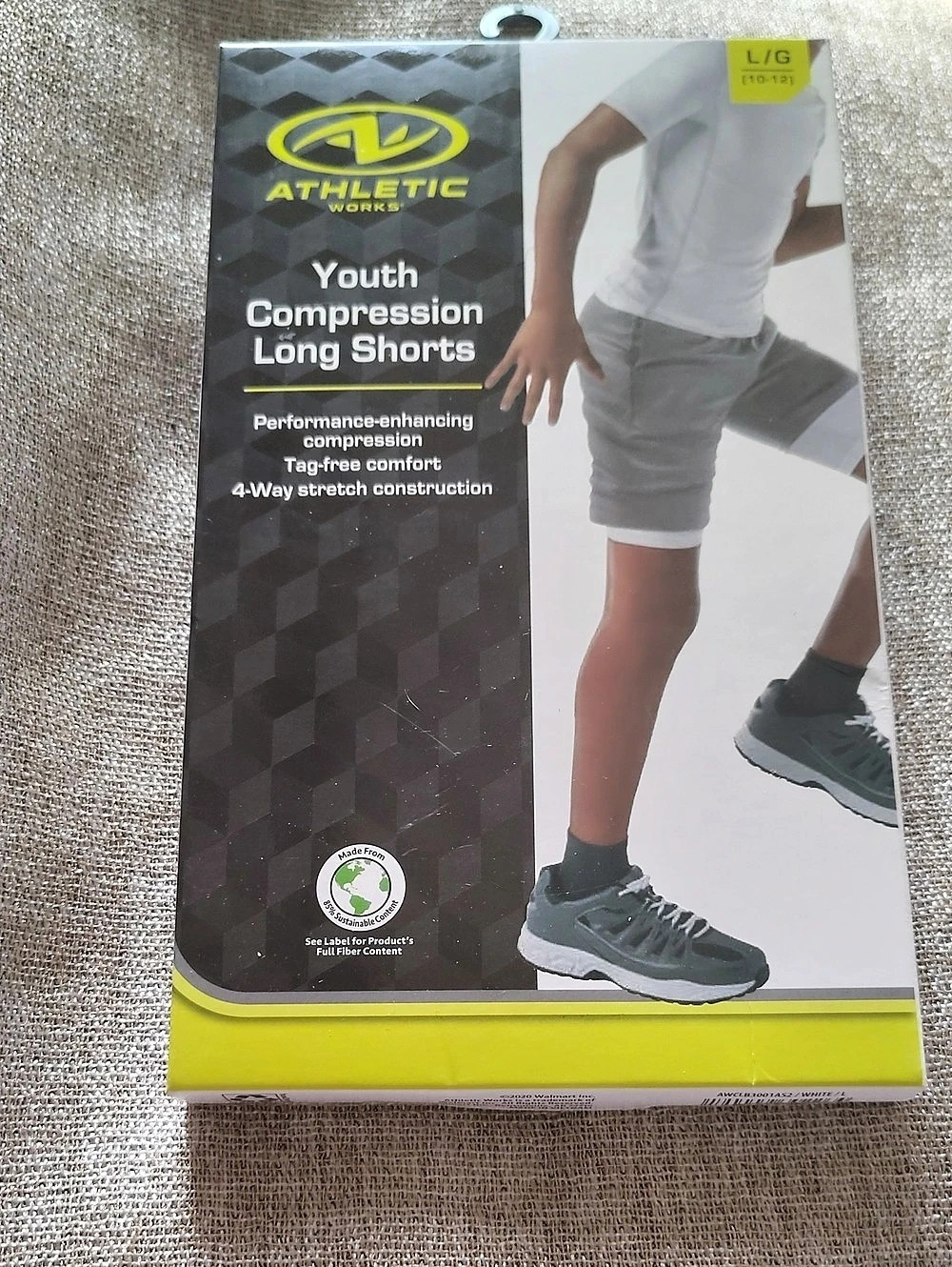 Athletic Works Youth Compression Long Shorts White Boys Large Athletic NWT